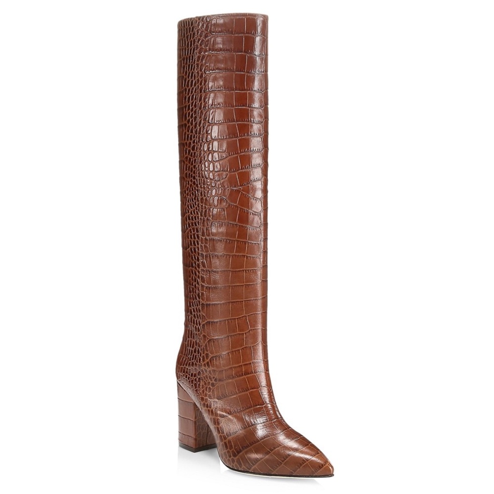 NIB Paris Texas Croc Embossed Brown Boots, 40
